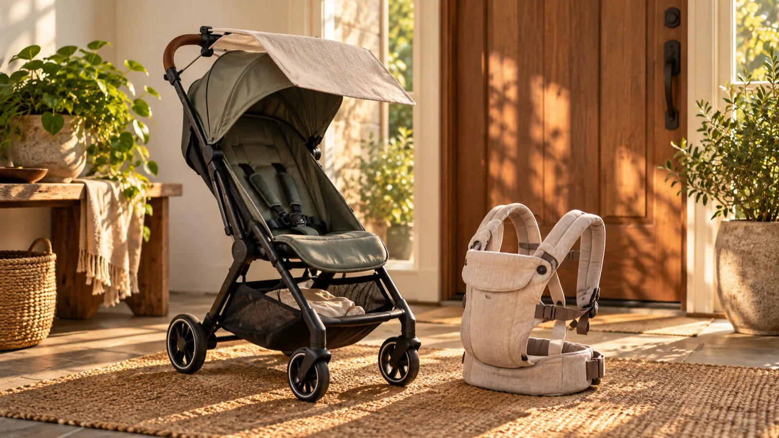 Baby and toddler packing list folding buggy and carrier ready for airports and cobbled streets.