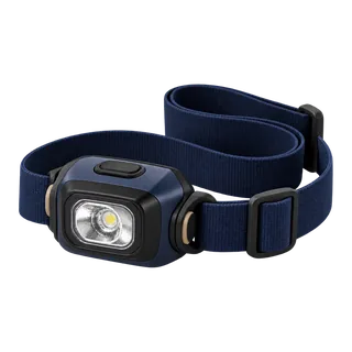 A navy head torch