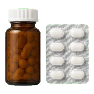 A pill bottle and a blister pack of tablets