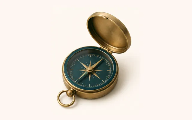 A brass compass